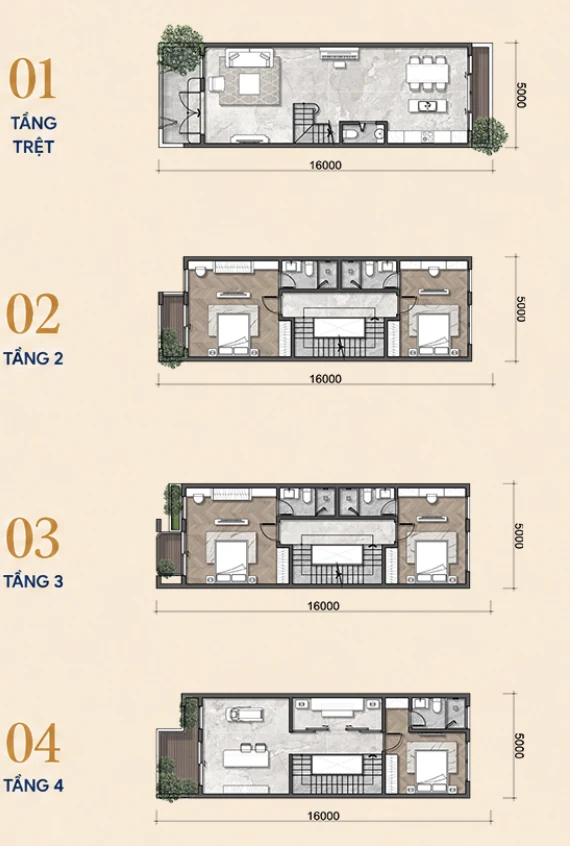 Liền kề thường 80m2